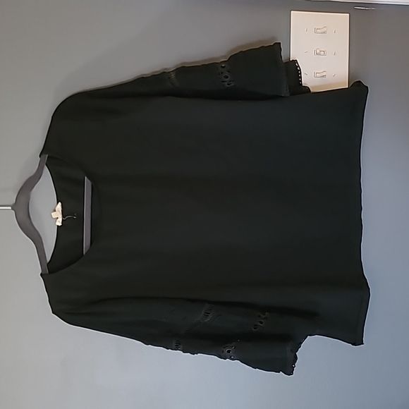 Cotton Bleu Tops - Black Bell Sleeve Top